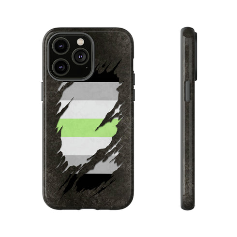 Agender Pride Flag Ripped Reveal Tough Case